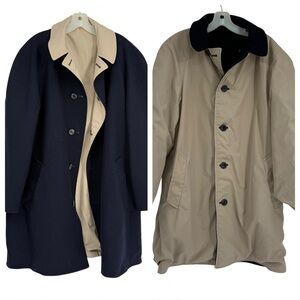 Vintage Pendleton Trench Coat Mens Size 42 Tan/blue reversible Wool Button